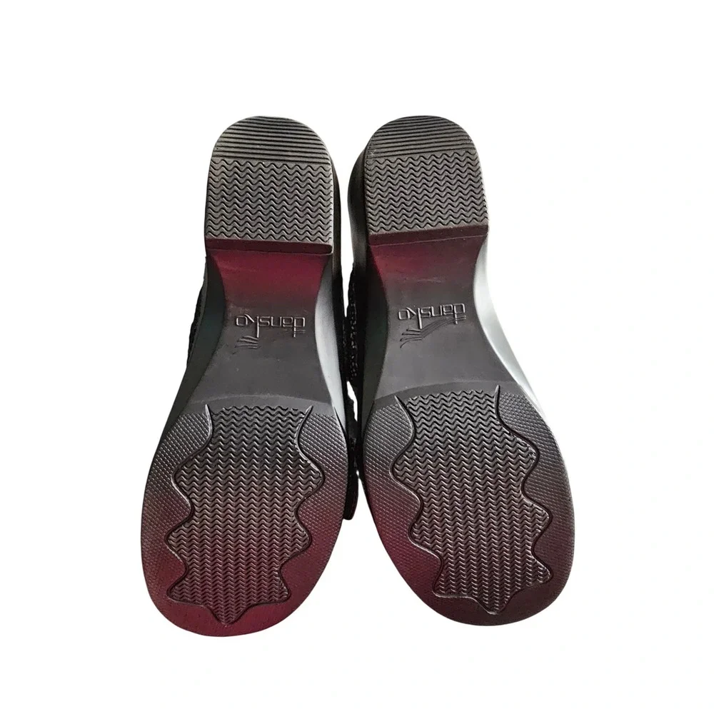 Dansko Sophie Wedge Black Dot Leather Slip On Sandals Size 39 US 8.5-9 - Picture 10 of 11